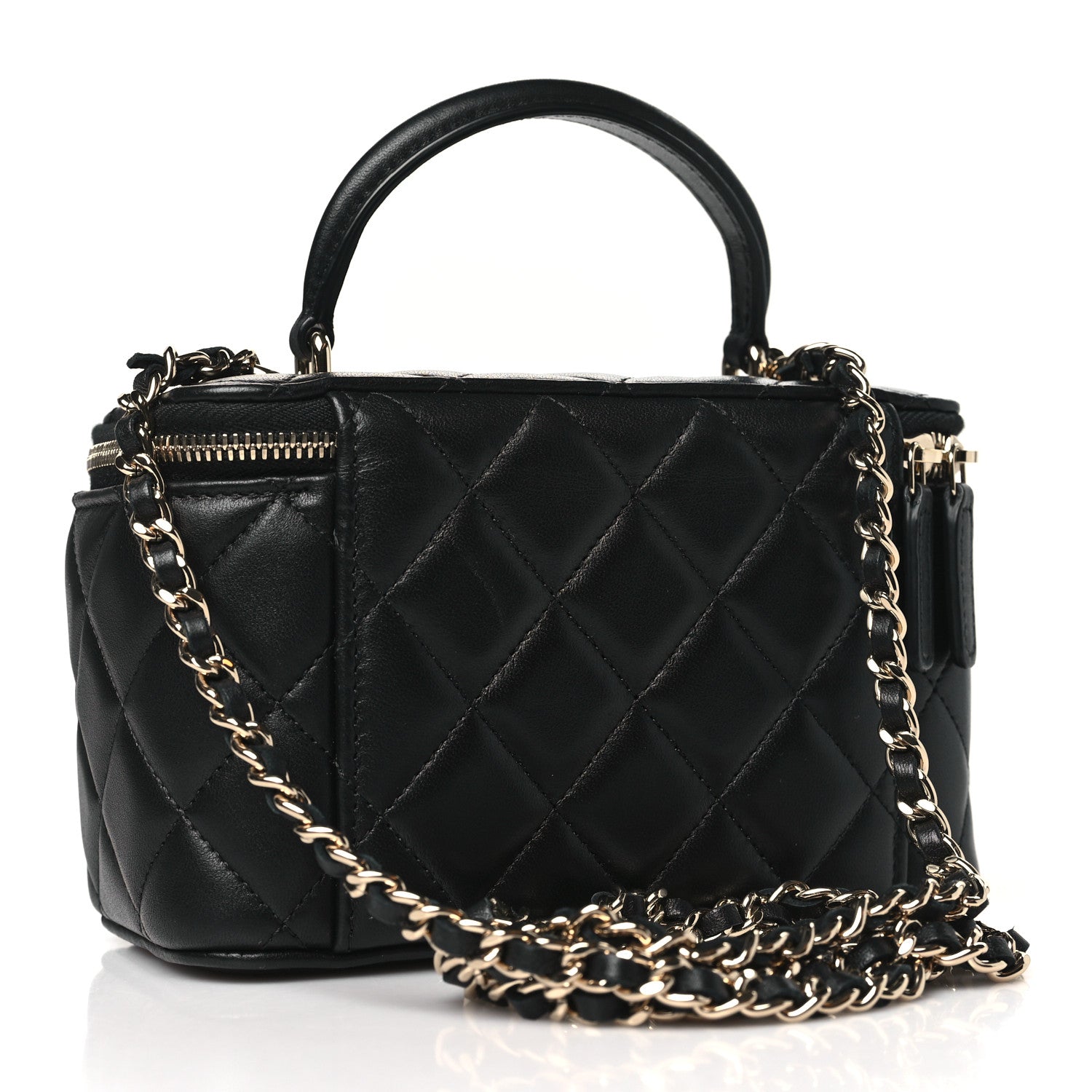 Chanel Lambskin Quilted Small Top Handle Vanity Case With Chain Black 3 of 10