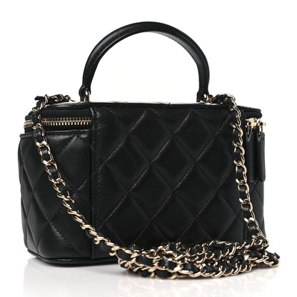 Chanel Lambskin Quilted Small Top Handle Vanity Case With Chain Black 3 of 10