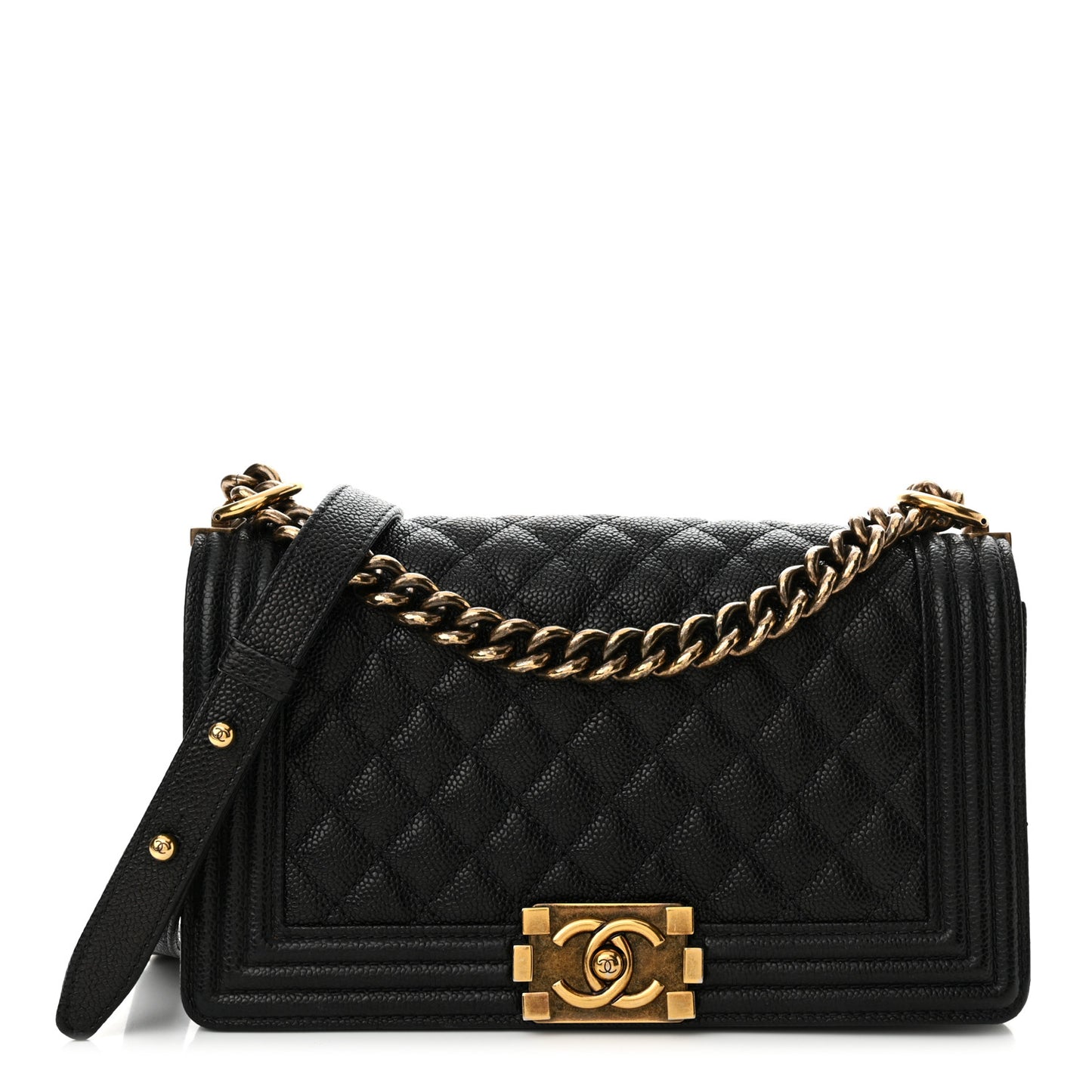 Caviar Quilted Medium Boy Flap Black