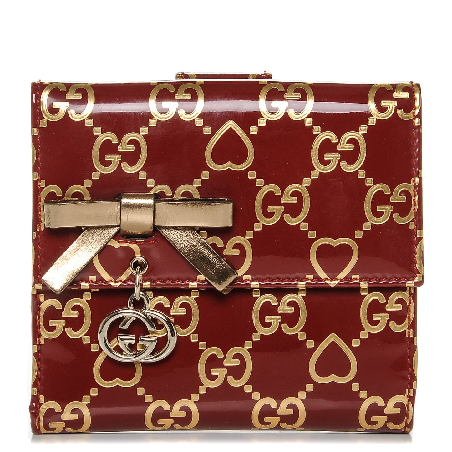 Patent GG Valentine GG Pierce French Flap Wallet Red Gold