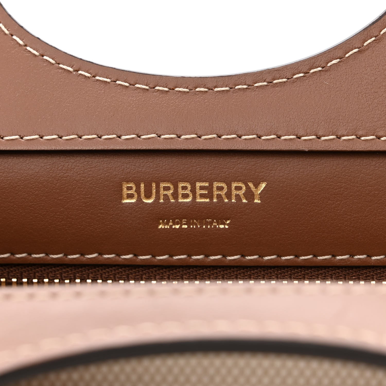 Burberry Canvas Smooth Calfskin Two Tone Mini Pocket Bag Natural Malt Brown 7 of 12