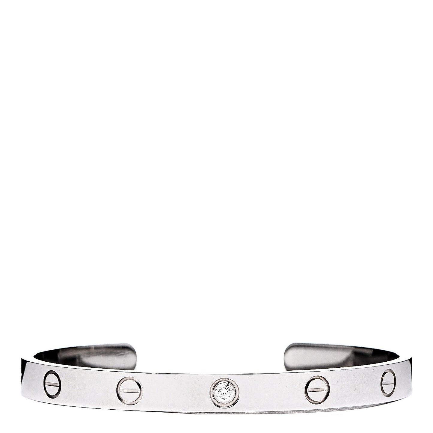 18K White Gold 1 Diamond LOVE Cuff Bracelet 18