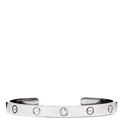 Cartier 18K White Gold 1 Diamond LOVE Cuff Bracelet 18 1 of 4