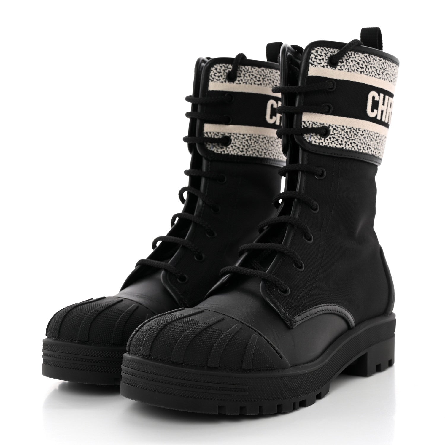 Christian Dior Calfskin Technical Fabric D-Major Ankle Boots 38 Black White 3 of 10