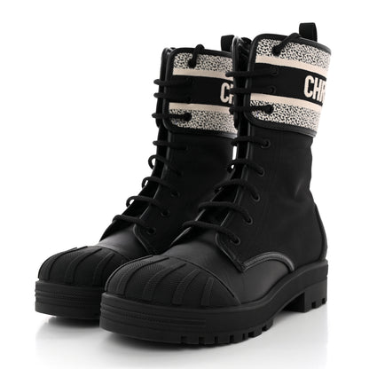 Christian Dior Calfskin Technical Fabric D-Major Ankle Boots 38 Black White 3 of 10