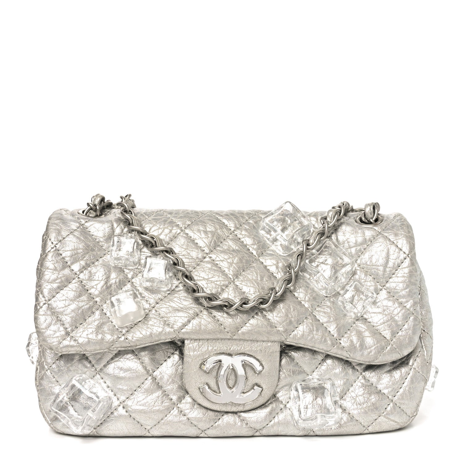 Chanel Calfskin Ice Cube On the Rocks Medium Flap Silver 1 of 10