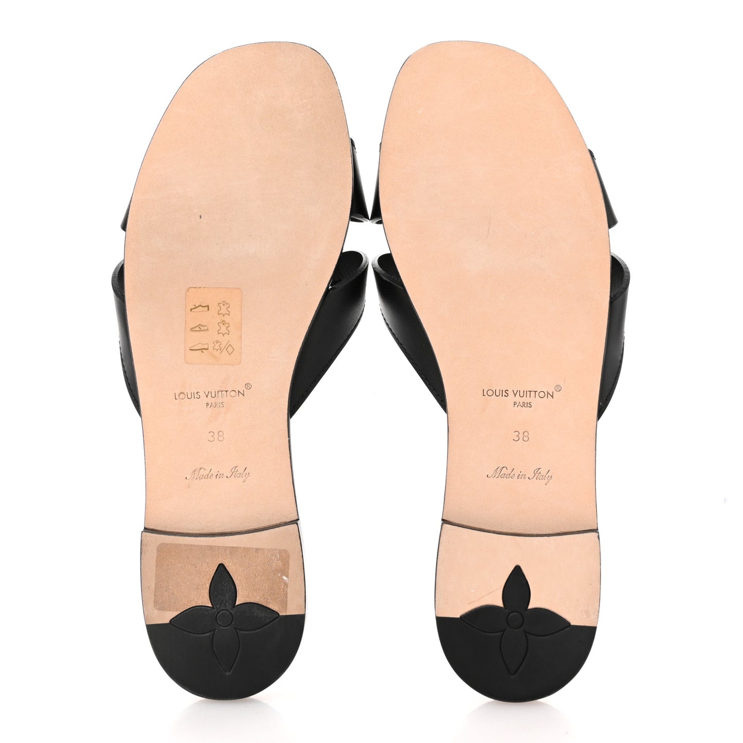 Calfskin LV Isola Flat Sandals 38 Black