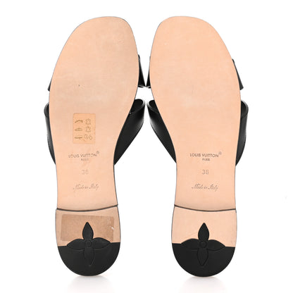 Louis Vuitton Calfskin LV Isola Flat Sandals 38 Black 6 of 9