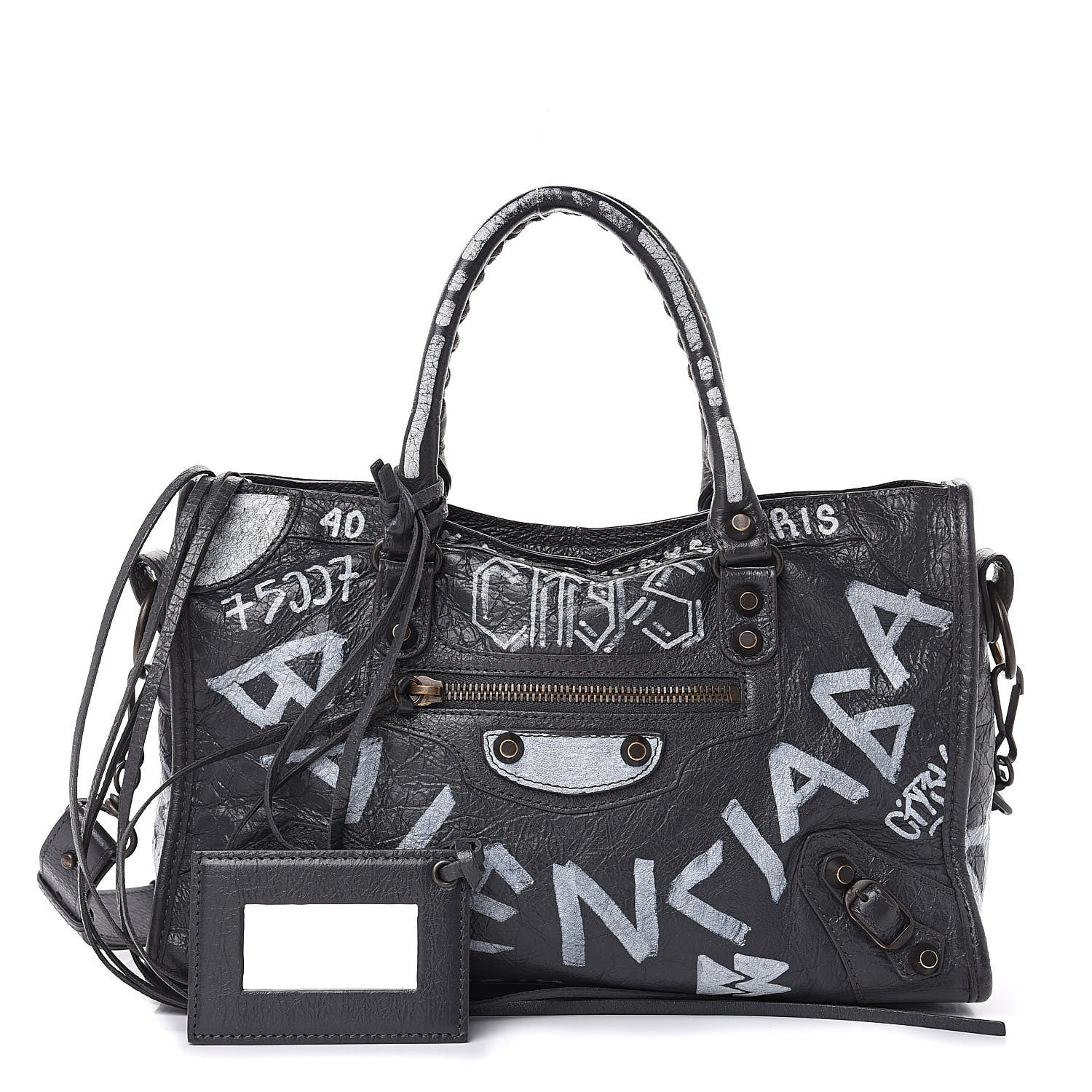 Balenciaga Agneau Arena Graffiti All Over Classic Hardware S City Gris Fossile White 1 of 10