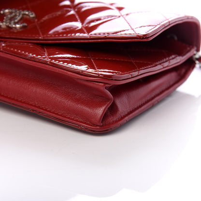 Chanel Patent Quilted Brilliant Wallet On Chain WOC Red 10 of 11