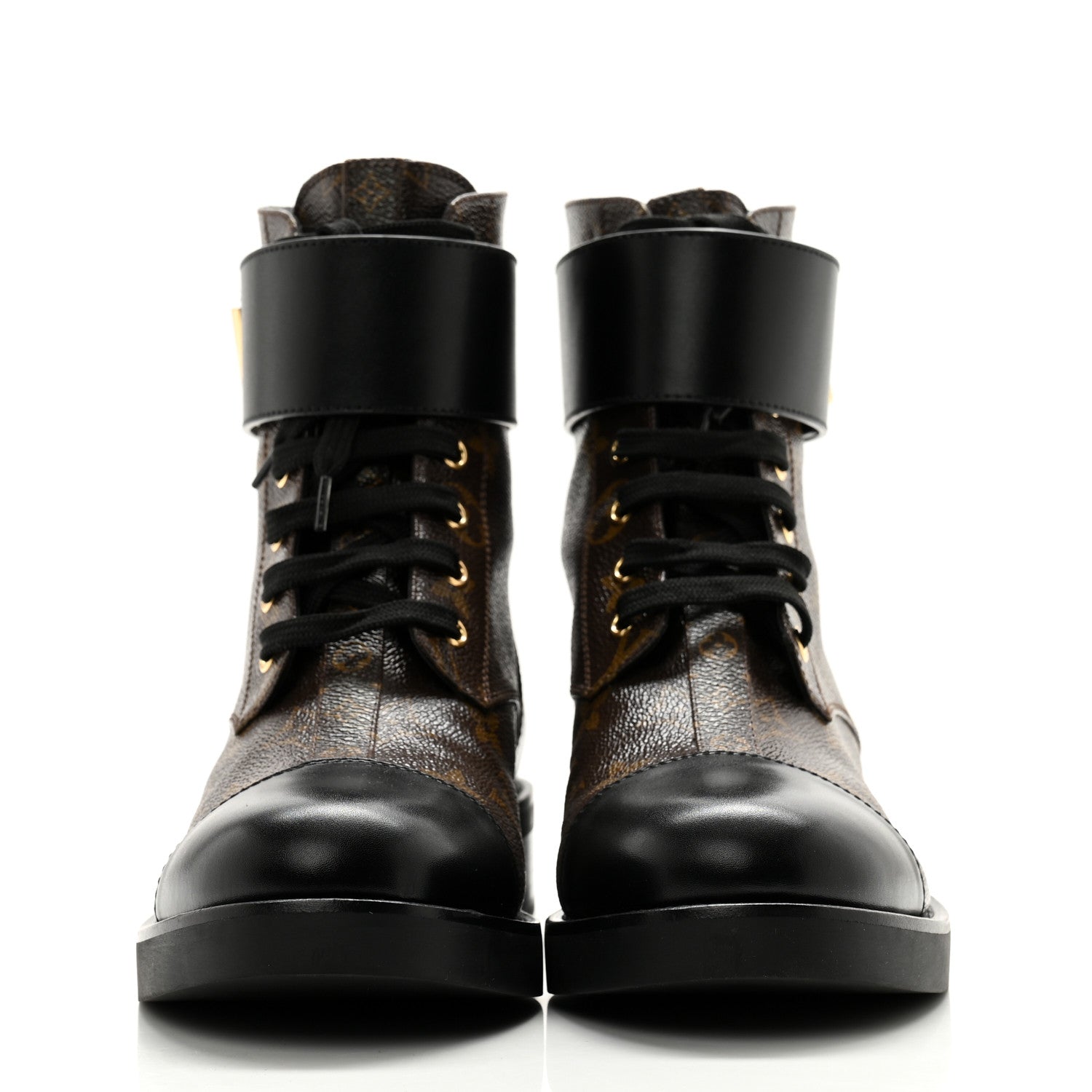 Louis Vuitton Calfskin Monogram Wonderland Flat Ranger Boots 40.5 Black 2 of 9