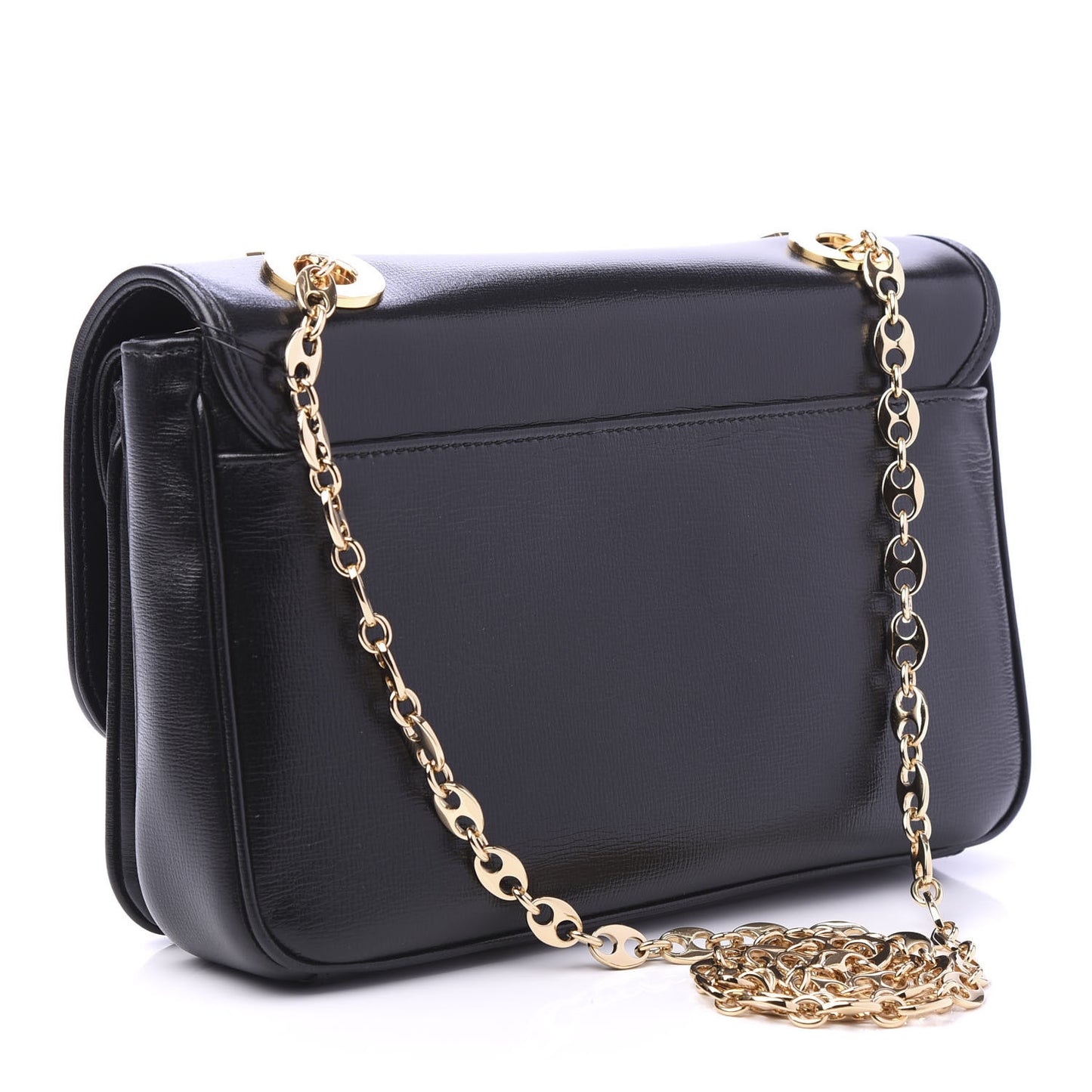 Azalea Calfskin Small Marina Chain Shoulder Bag Black