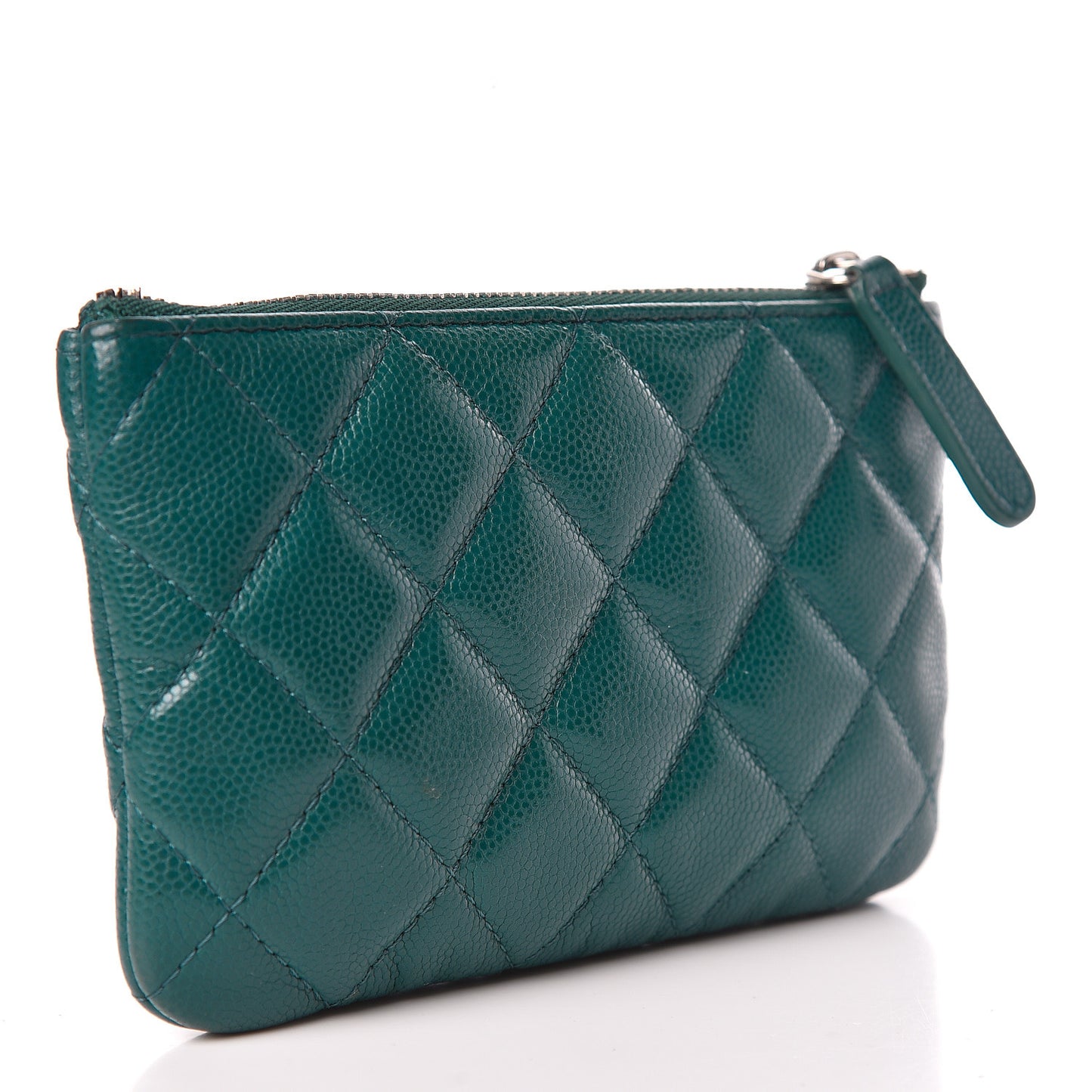 Caviar Quilted Small Cosmetic Case Dark Turquoise