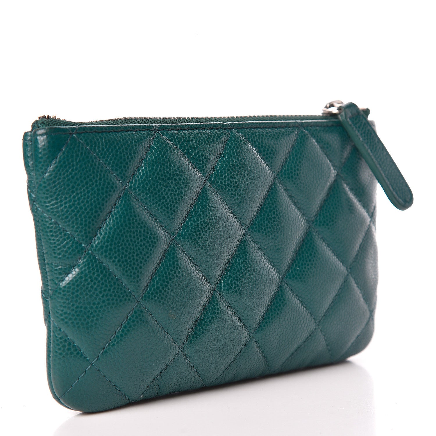 Chanel Caviar Quilted Small Cosmetic Case Dark Turquoise 3 of 8