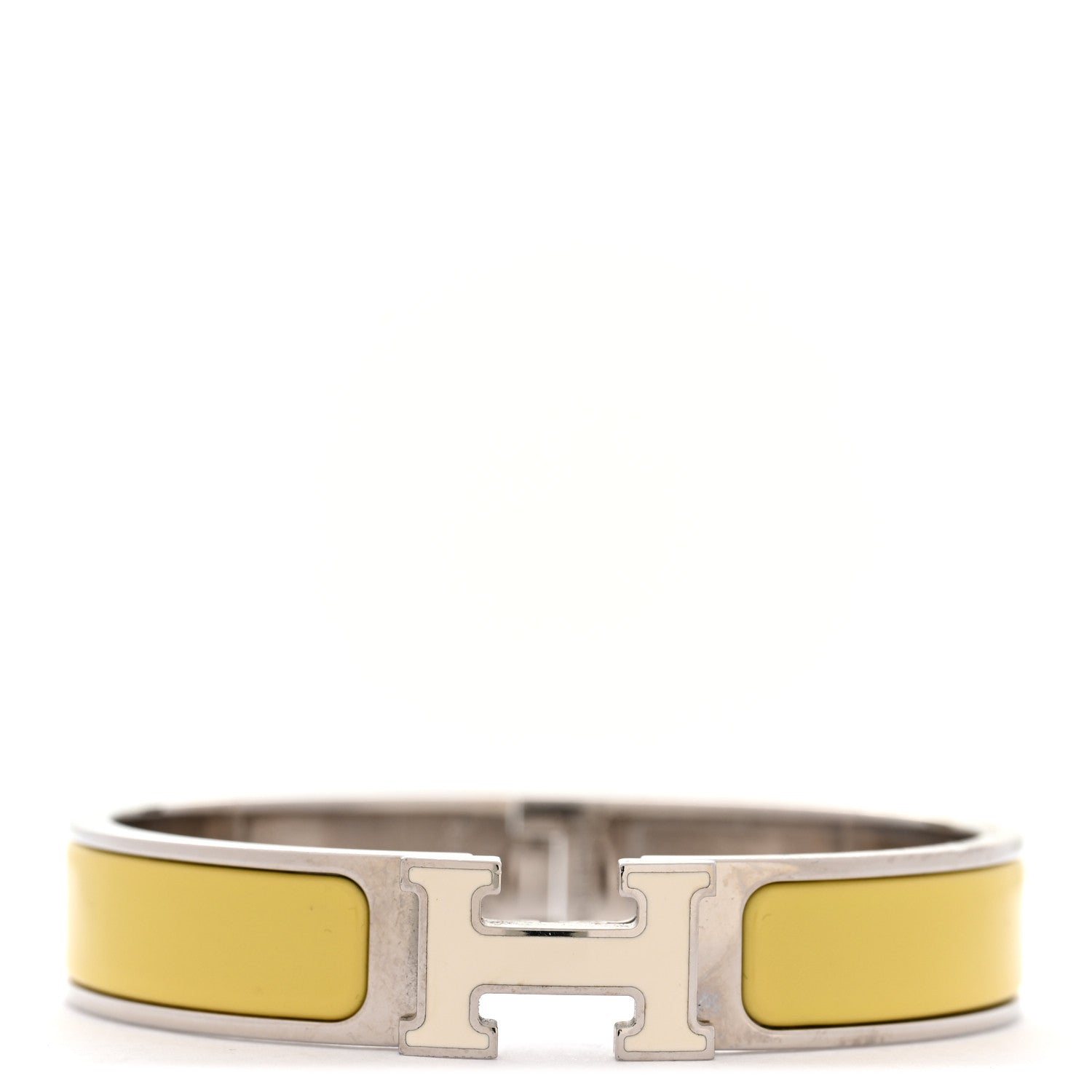 Hermes Enamel Narrow Clic Clac H Bracelet PM Jaune Citron White 1 of 5
