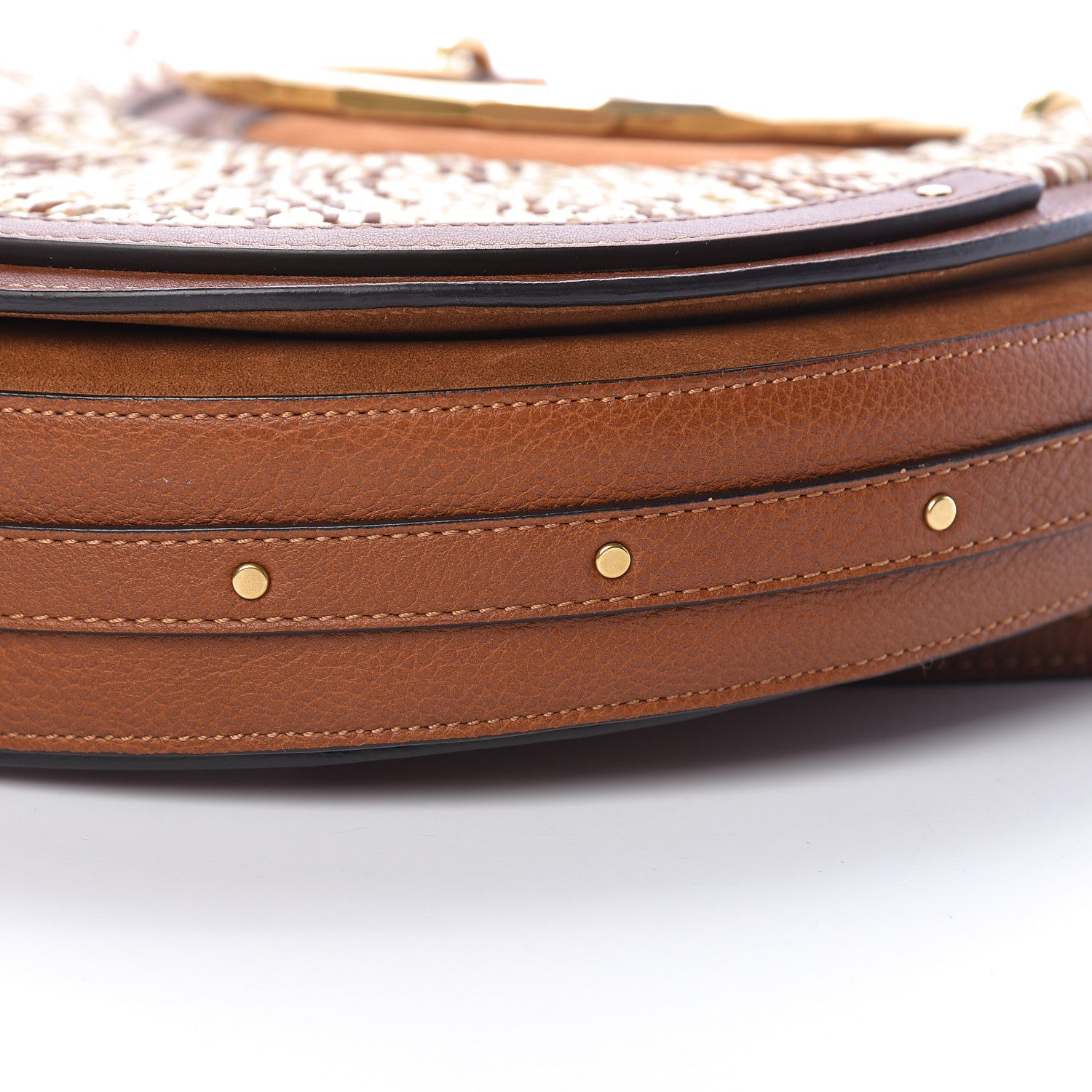 Chloe Calfskin Suede Raffia Medium Pixie Bag Caramel 6 of 14