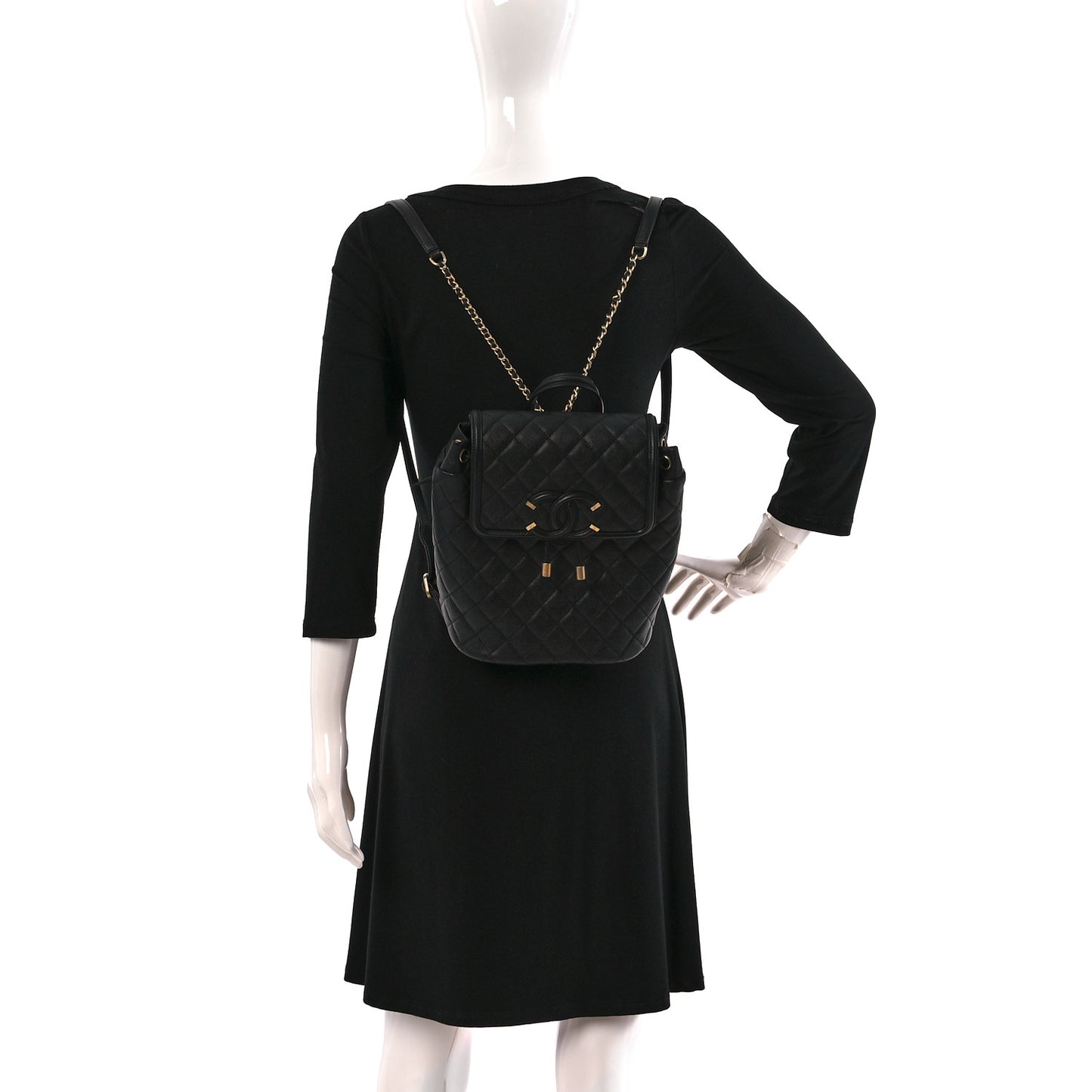 Caviar Quilted Filigree Backpack Black