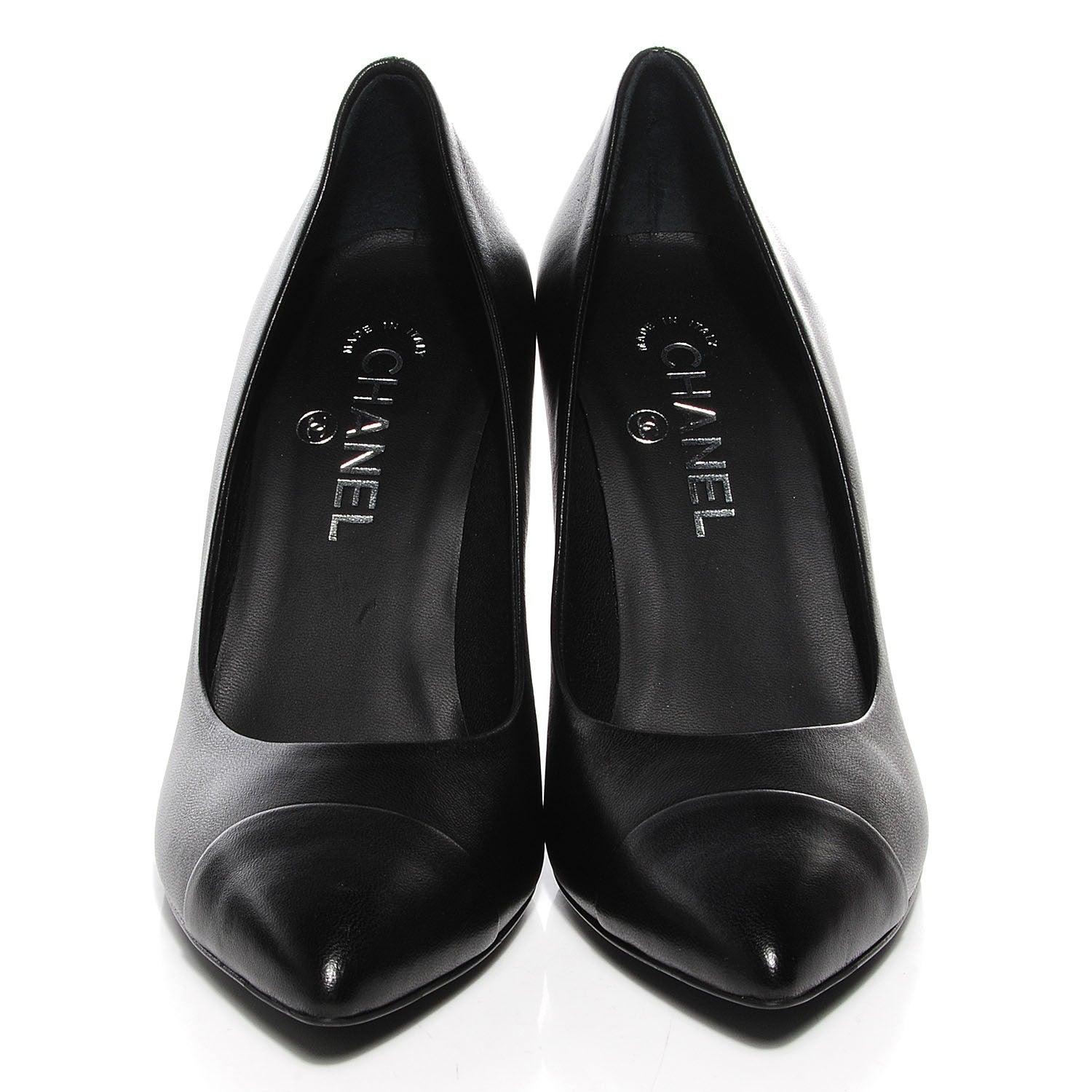 Chanel Lambskin Cap Toe CC Pumps 39 Black 2 of 8