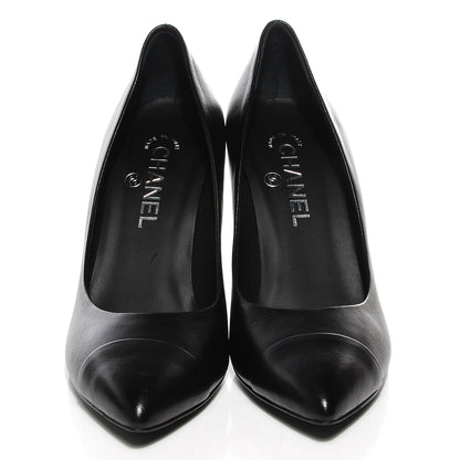 Chanel Lambskin Cap Toe CC Pumps 39 Black 2 of 8