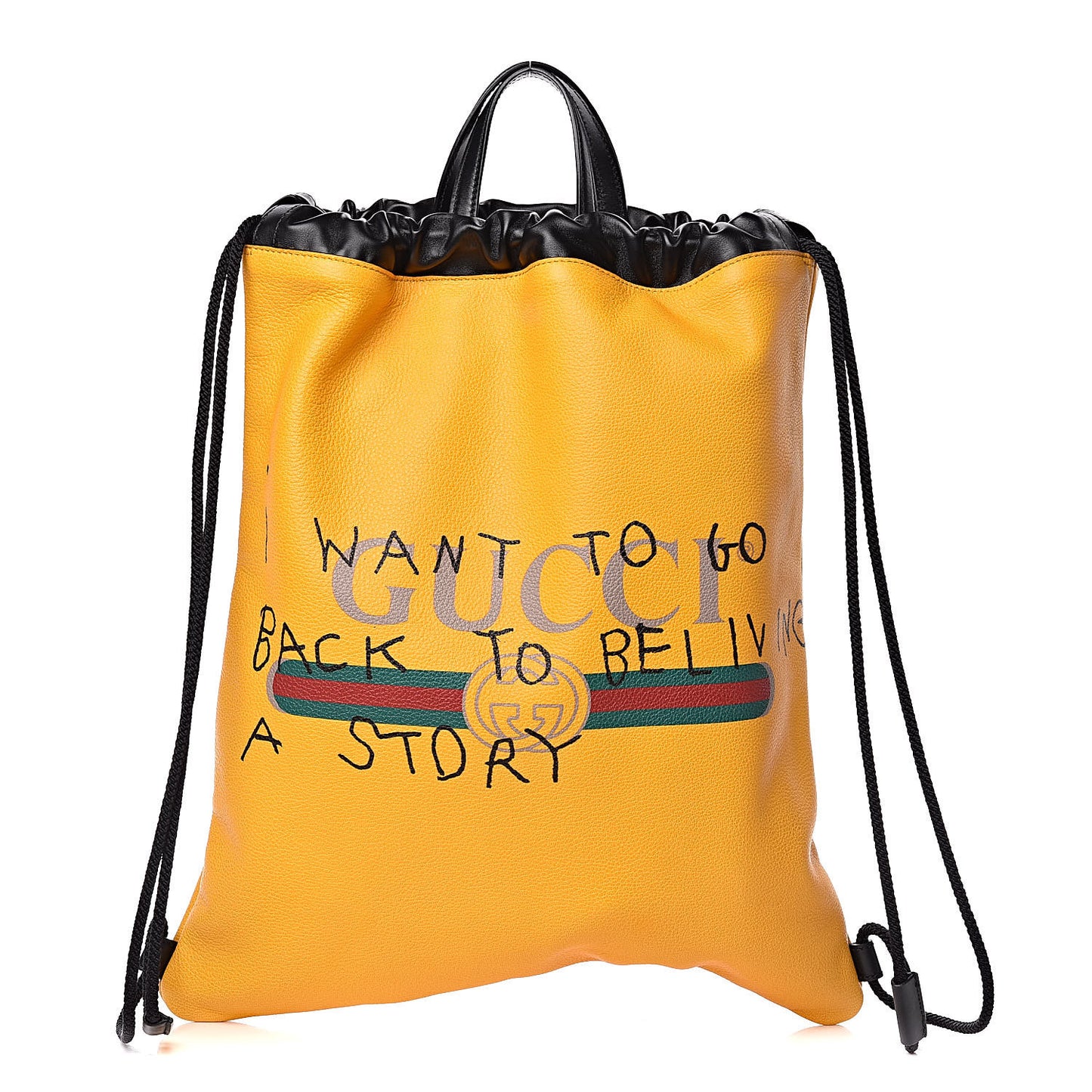 Calfskin Coco Capitan Logo Drawstring Backpack Yellow