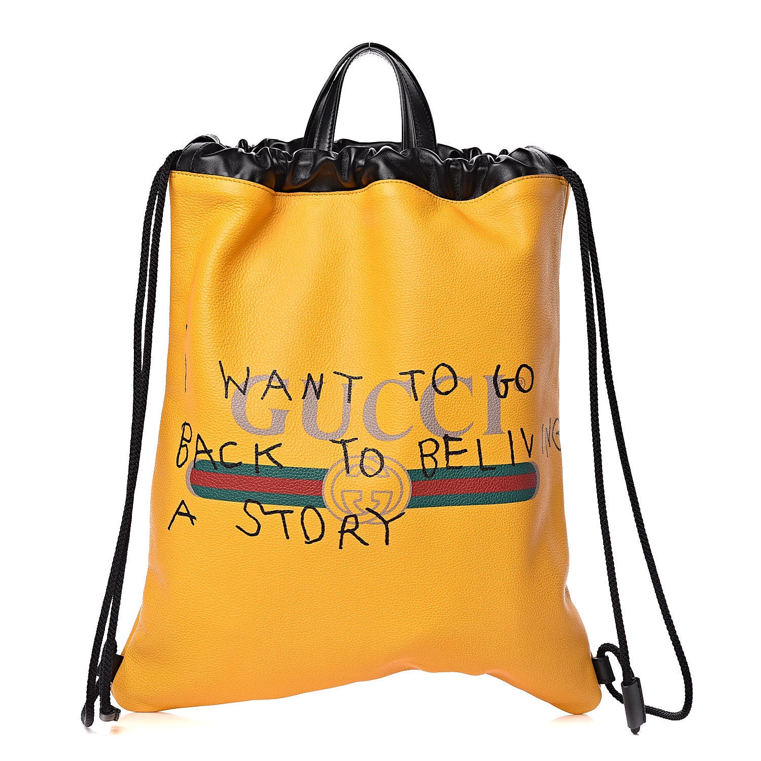 Gucci Calfskin Coco Capitan Logo Drawstring Backpack Yellow 1 of 9