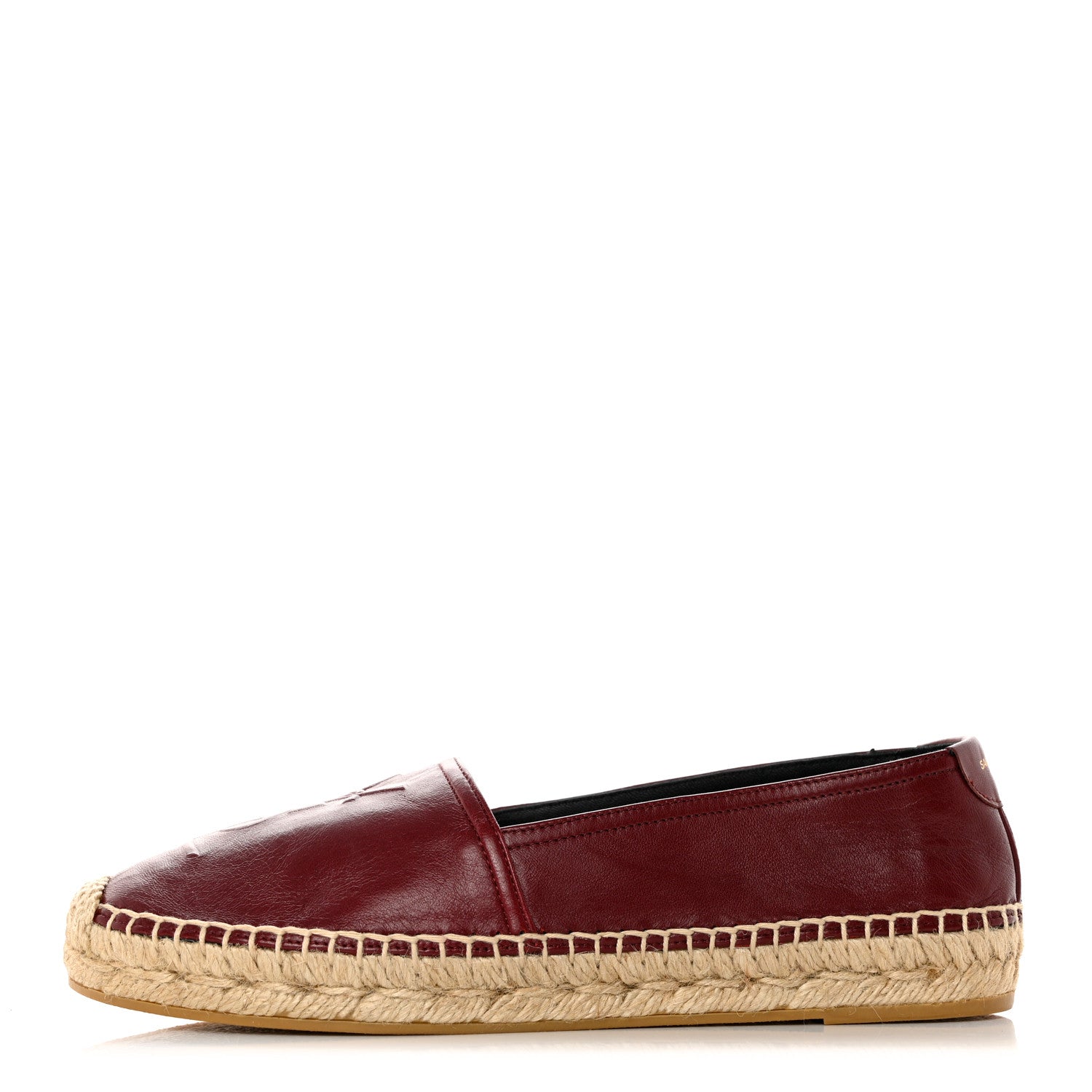 Saint Laurent Lambskin Monogram Espadrilles 36.5 Maroon 1 of 10