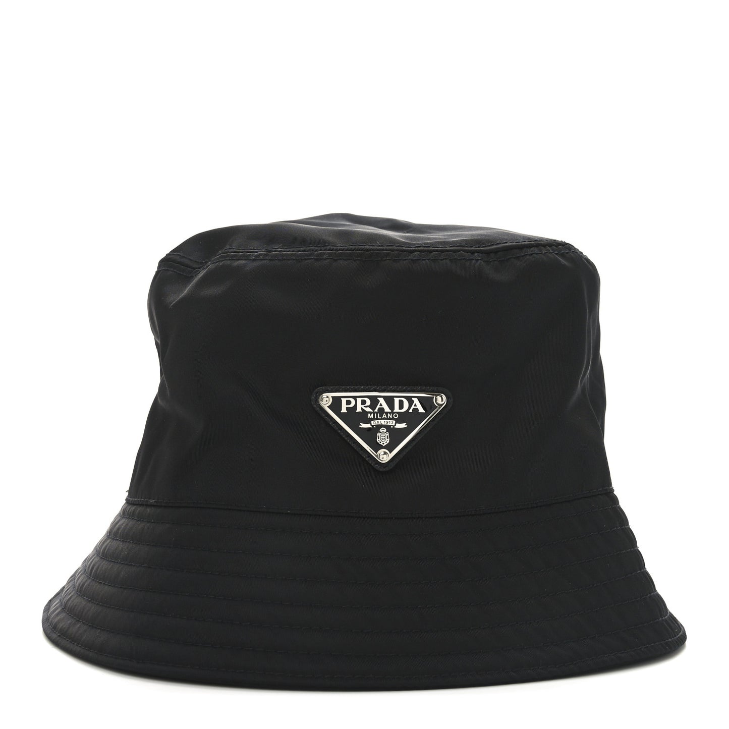 Re-Nylon Metal Triangle Logo Womens Bucket Hat XL Black