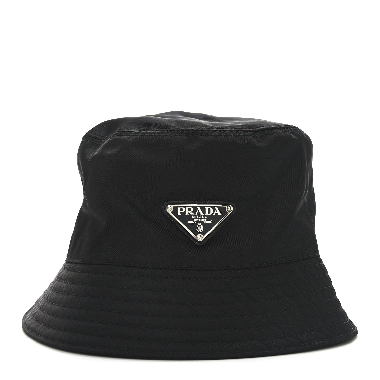 Prada Re-Nylon Metal Triangle Logo Womens Bucket Hat XL Black 3 of 9