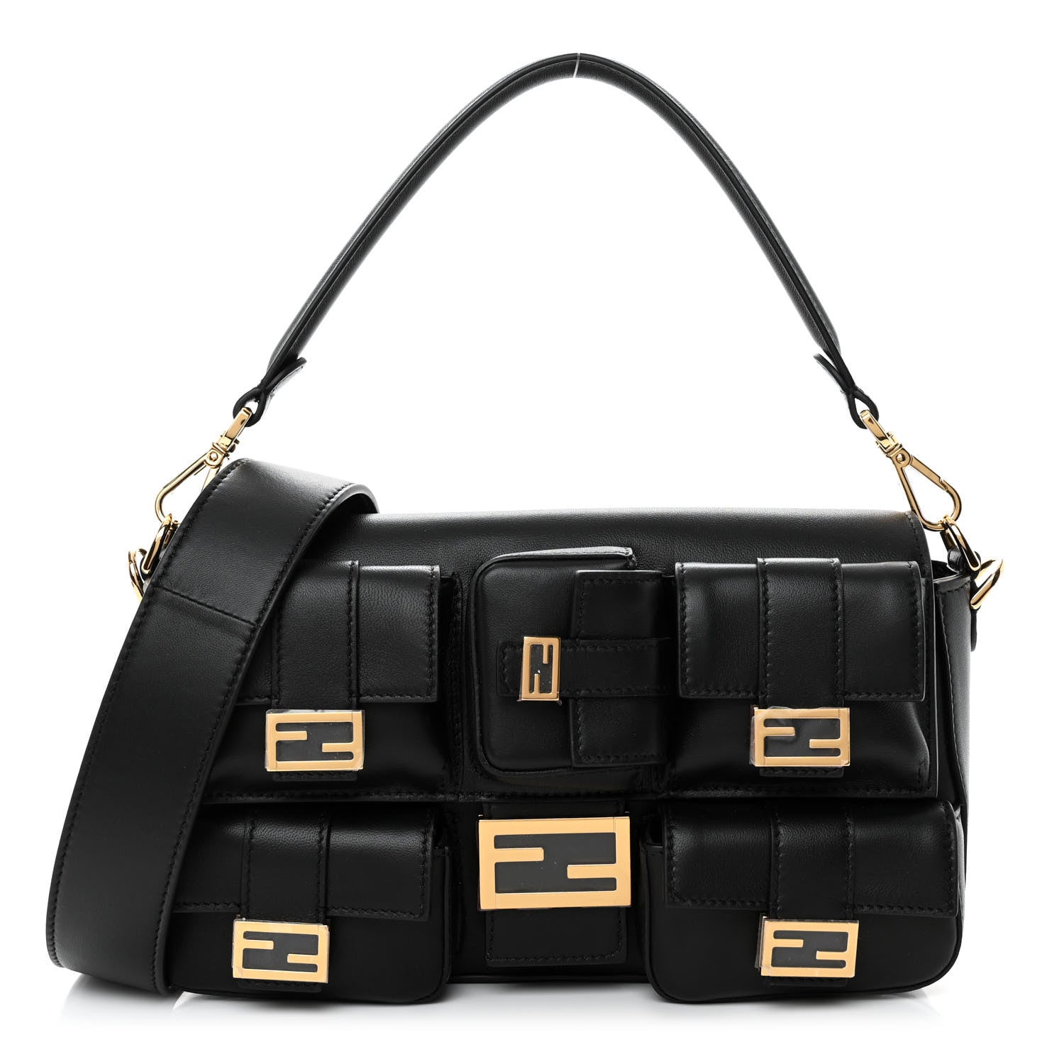Fendi Shiny Nappa Multipocket Baguette Black 1 of 9