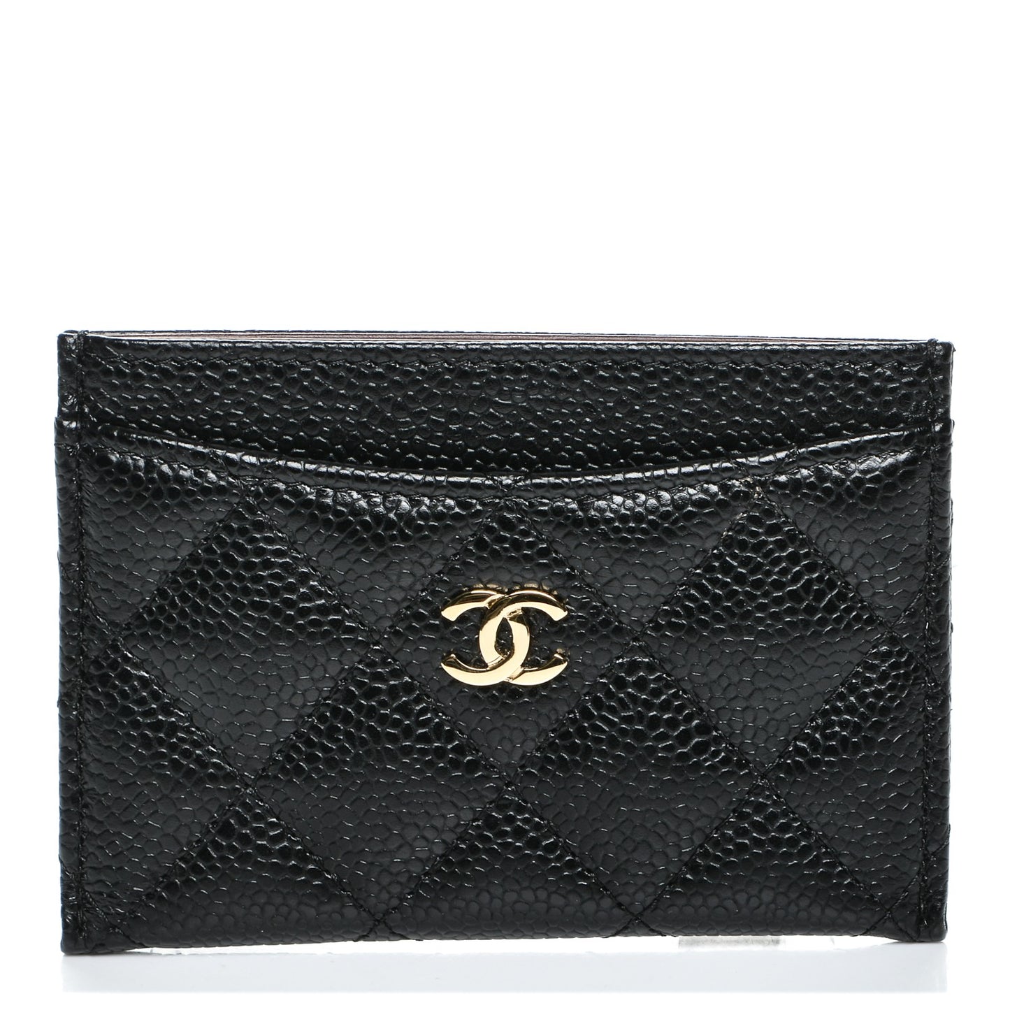 Caviar Quilted Card Holder Black