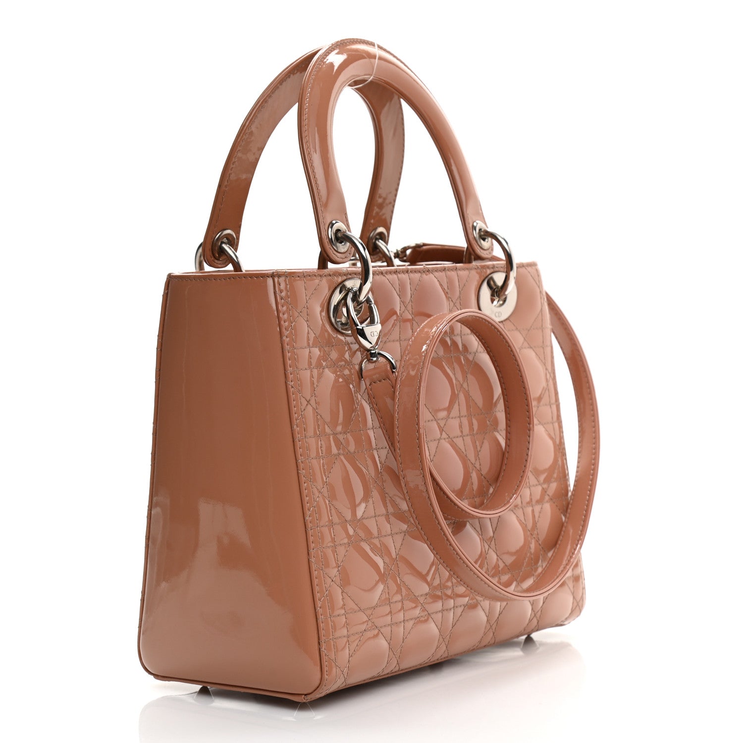 Christian Dior Patent Cannage Medium Lady Dior Beige 3 of 11