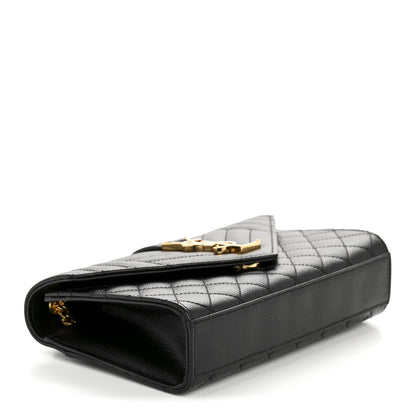 Saint Laurent Grain De Poudre Textured Mixed Matelasse Triquilt Small Monogram Satchel Black 4 of 12