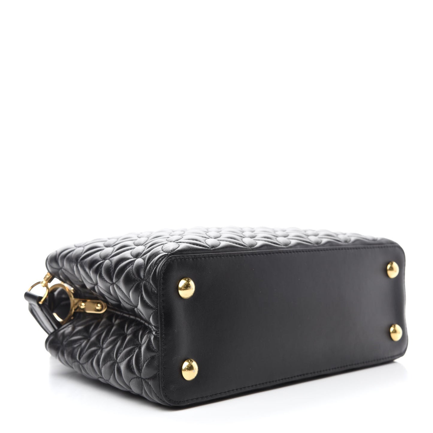 Lambskin Quilted Flower Capucines PM Black