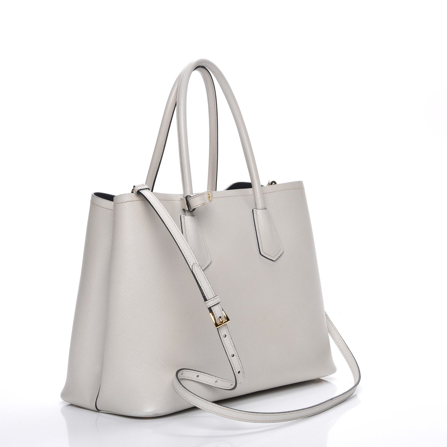 Saffiano Cuir Medium Double Bag Talco Nero Black