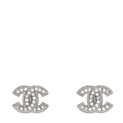 Chanel Crystal CC Earrings Silver 1 of 5