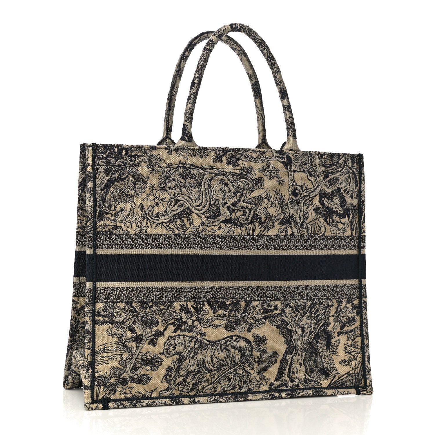 Christian Dior Canvas Embroidered Large Dioriviera Toile De Jouy Book Tote Black 2 of 9