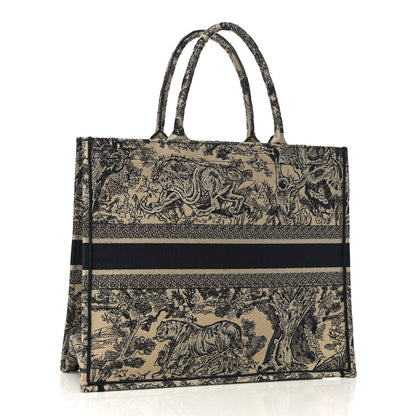 Christian Dior Canvas Embroidered Large Dioriviera Toile De Jouy Book Tote Black 2 of 9