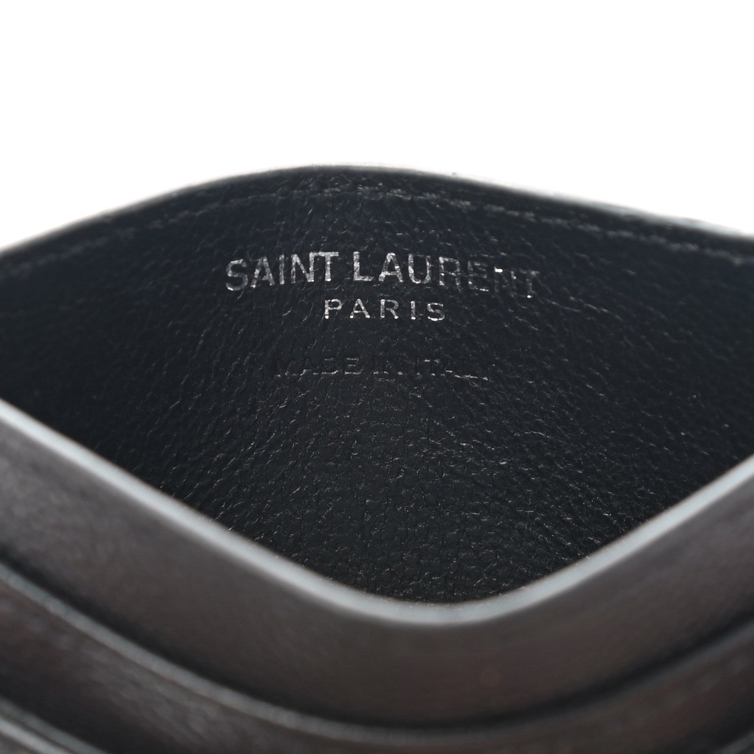 Saint Laurent Grain De Poudre Matelasse Chevron Monogram Credit Card Case Black 6 of 7
