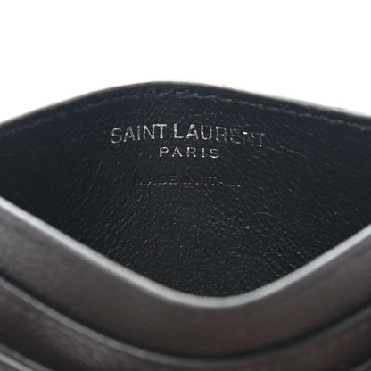 Saint Laurent Grain De Poudre Matelasse Chevron Monogram Credit Card Case Black 6 of 7