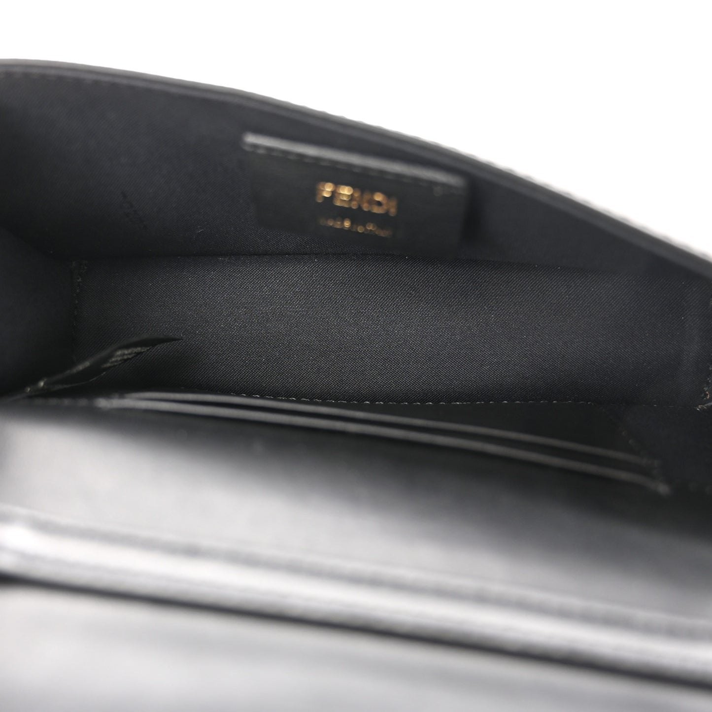 Vitello Liberty F is Fendi Bi-Color FF 1974 Embossed Envelope Belt Bag Maya Black