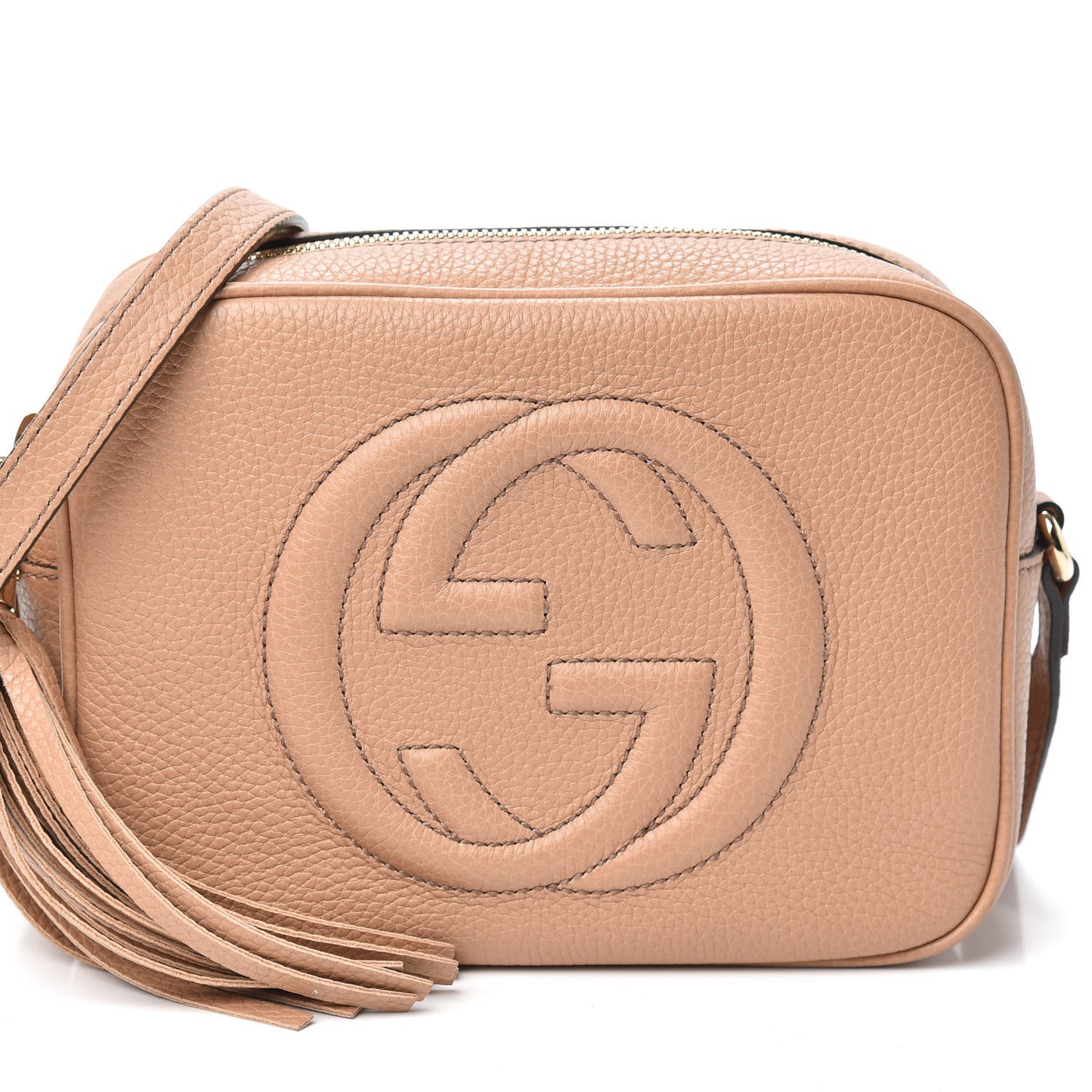 Pebbled Calfskin Small Soho Disco Bag Rose Beige