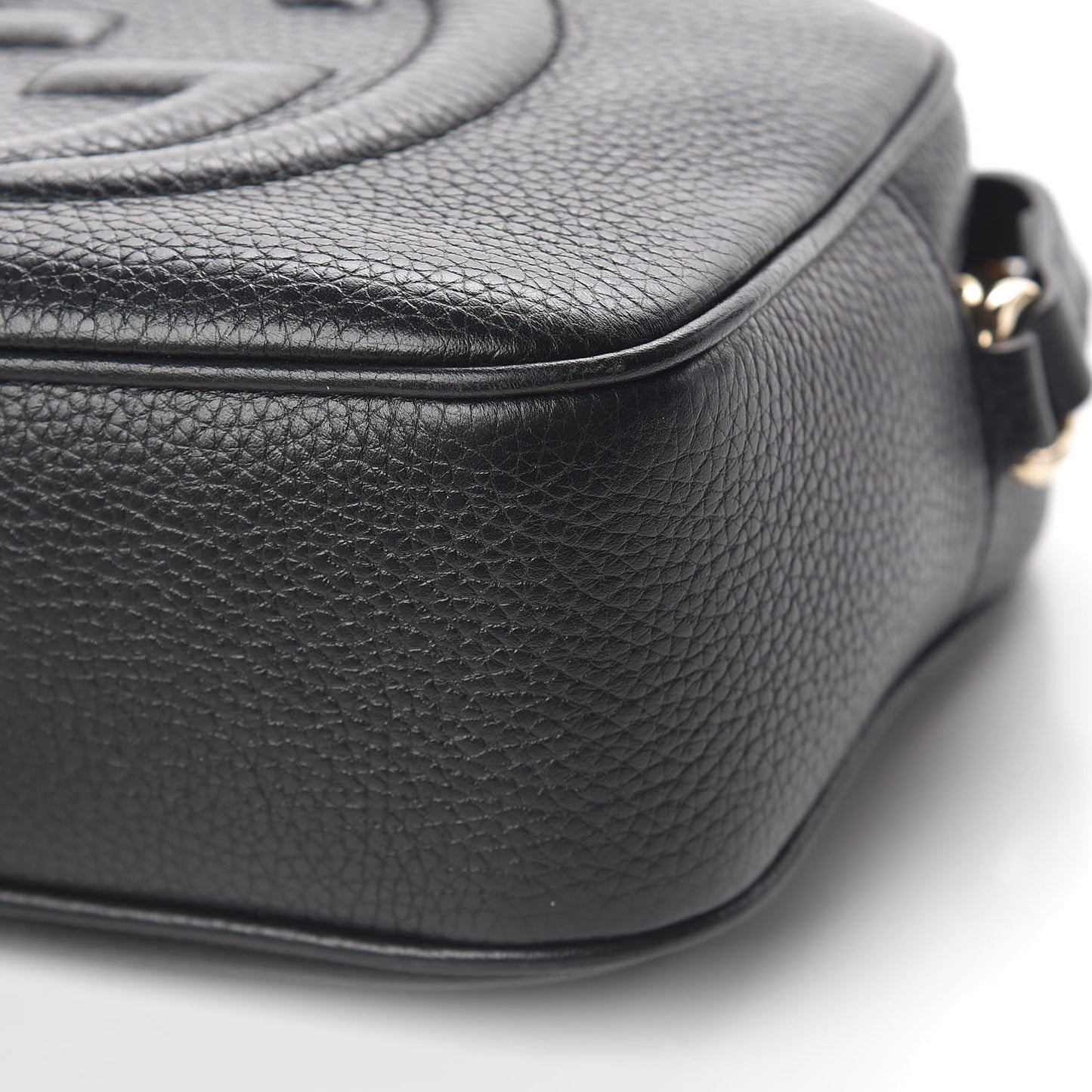 Pebbled Calfskin Small Soho Disco Bag Black