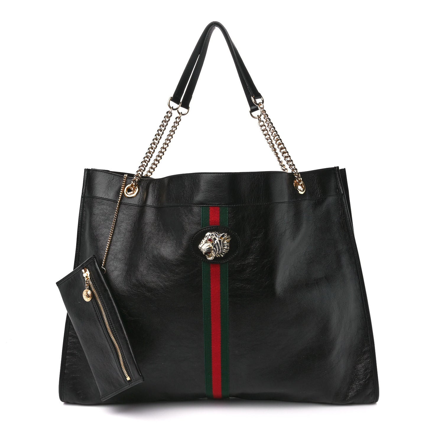 Calfskin Maxi Rajah Chain Tote Black