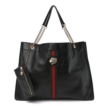 Gucci Calfskin Maxi Rajah Chain Tote Black 1 of 15