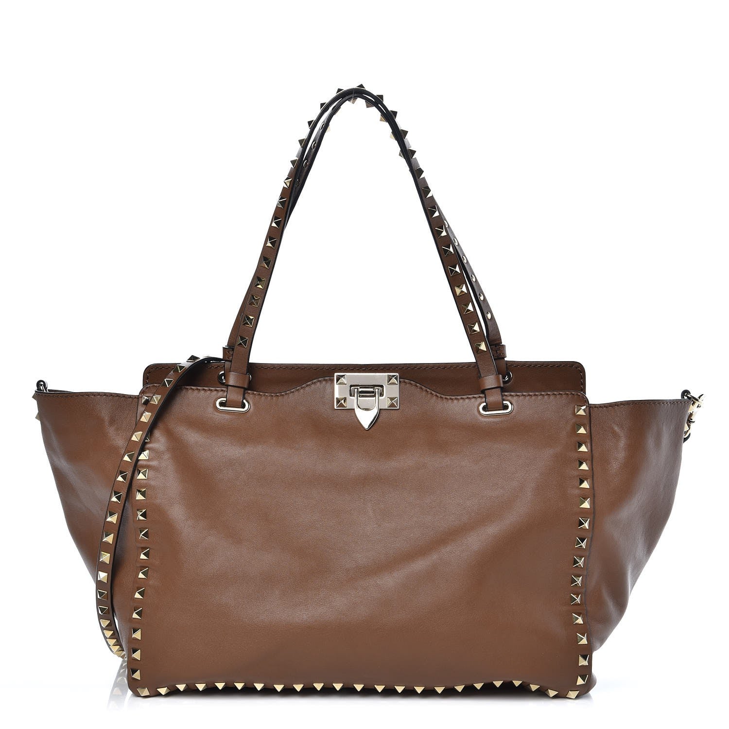 Valentino Garavani Vitello Medium Rockstud Tote Dark Noisette 1 of 12