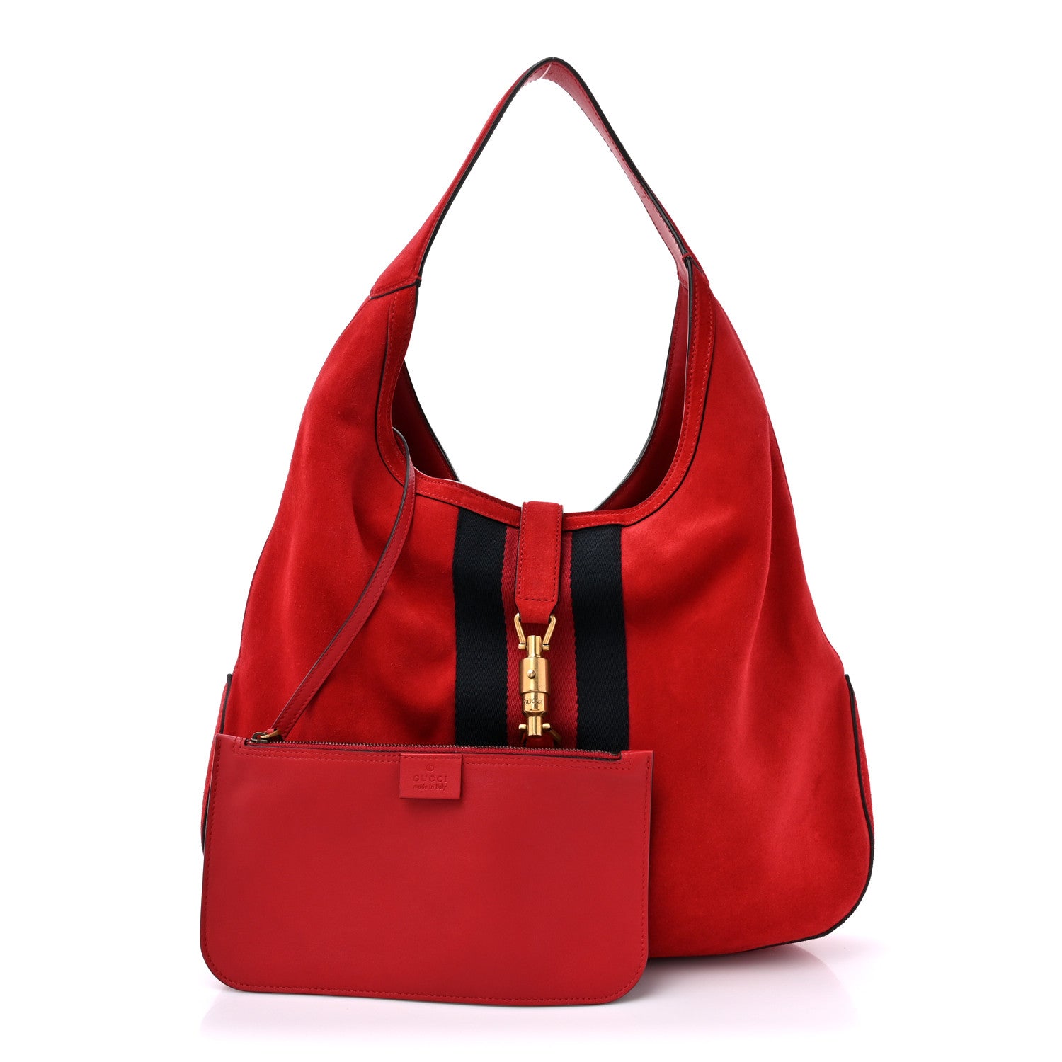 Gucci Soft Suede Web Large Jackie Hobo Red 3 of 15