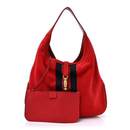 Gucci Soft Suede Web Large Jackie Hobo Red 3 of 15
