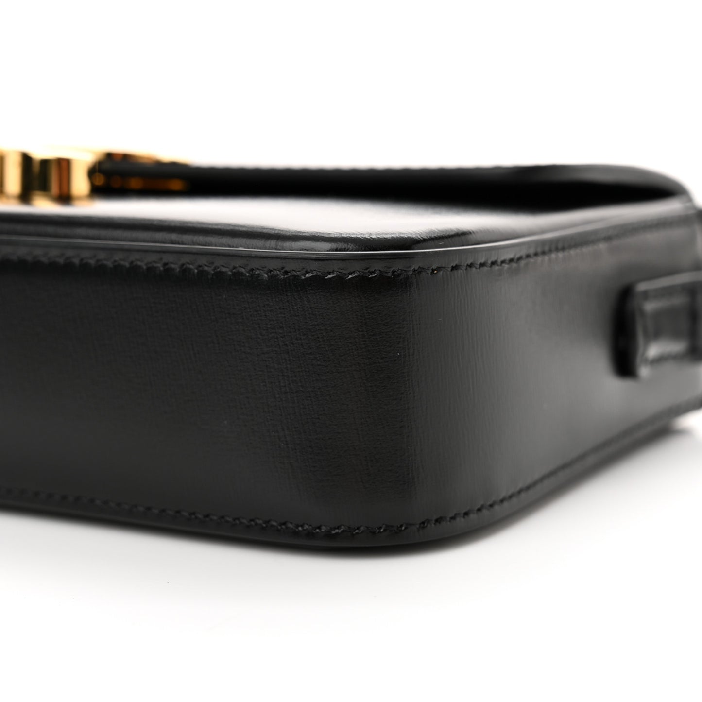 Shiny Calfskin Triomphe Shoulder Bag Black
