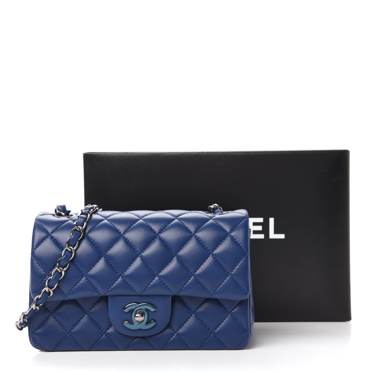 Chanel Lambskin Quilted Mini Rectangular Flap Dark Blue 11 of 11