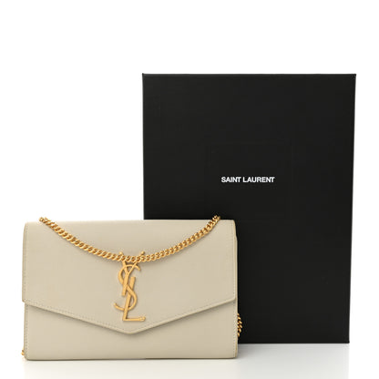 Saint Laurent Grain De Poudre Monogram Uptown Chain Wallet Crema Soft 16 of 16